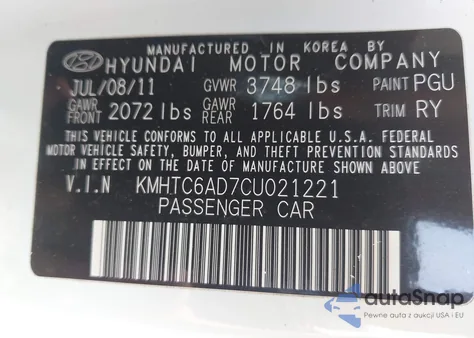 2012 Hyundai Veloster Base W/Red/Black из США, поврежденный, VIN KMHTC6AD7CU021221